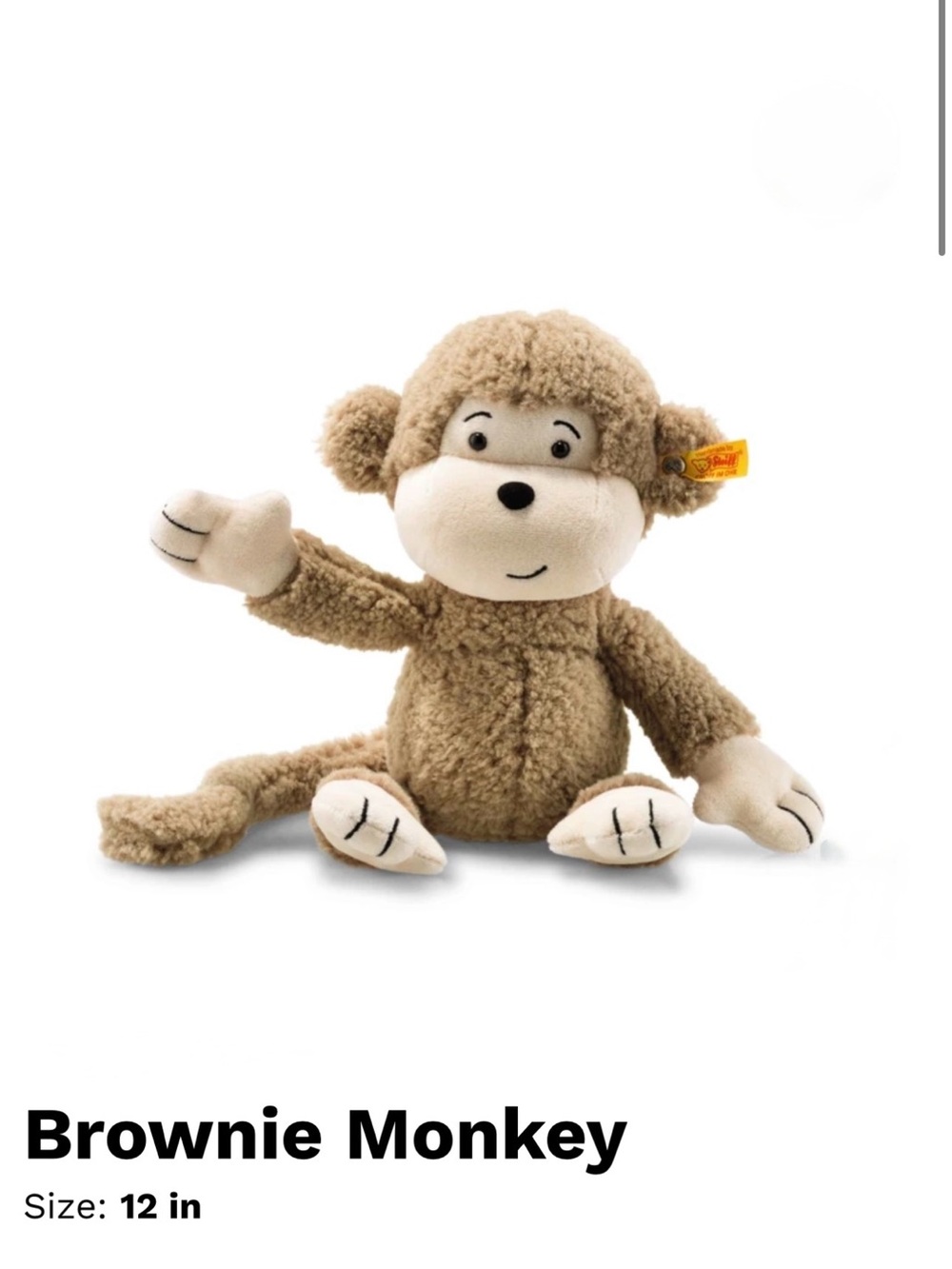 Steiff Original Brownie Monkey Plush Toy